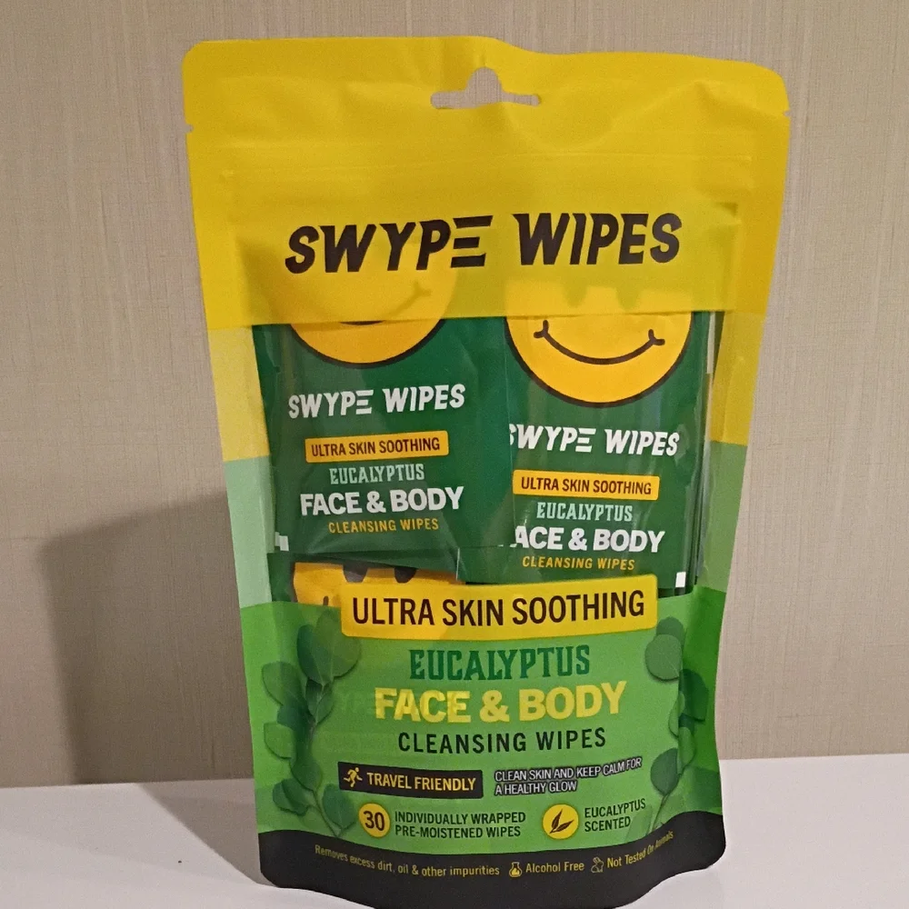 Swype Wipes Ultra Skin Soothing Eucalyptus Face & Body Cleansing Wipes 30 Ct